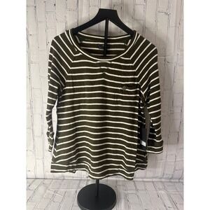 *NEW* OBEY Women's Small (6) Olive Green White Stripe Sweater